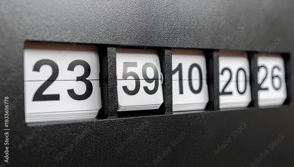 Obraz premium Counter with white numbers on black background, close up