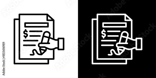 Contract Icon Vector Illustration. Fresh Line Design Built For Creative Flexibility In Light And Dark Versions. 