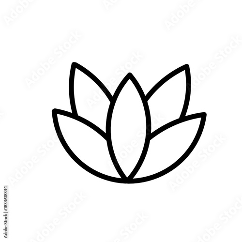 Outline Lotus Flower Icon, Blooming Water Lily