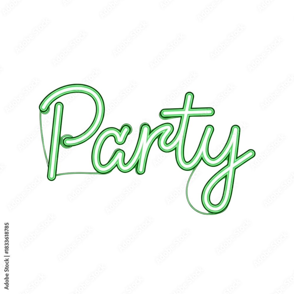 Obraz premium Let's Party with this vibrant green neon sign perfect for invitations, social media, and event promotions to create a fun, festive atmosphere everyone will love