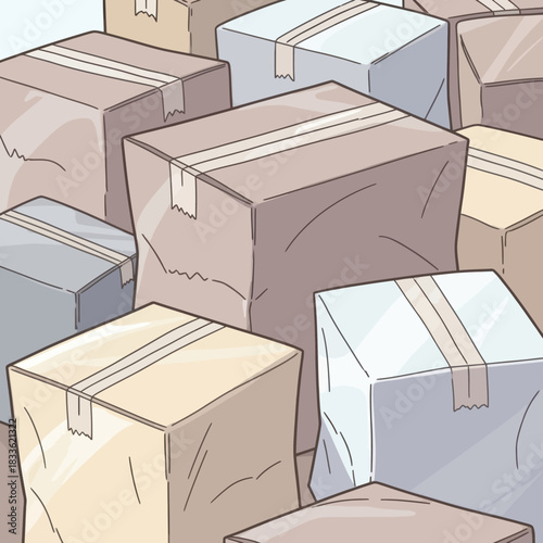 Cardboard boxes stacked together ready for shipping and delivery logistics.