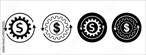 Cost Optimization Icon Set, Money Flow Symbol, Money Savi