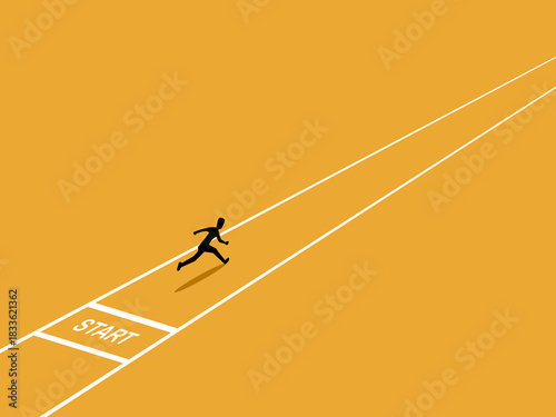 businessman run quickly from the start