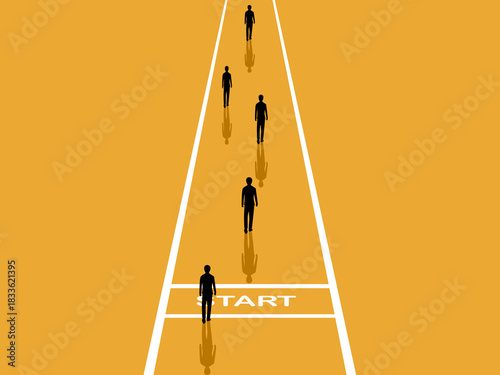 Many businessmen compete on running track