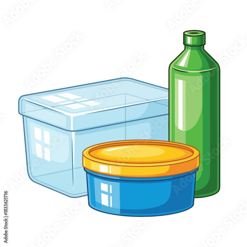 Plastic Containers and Bottle for Storage and Recycling.