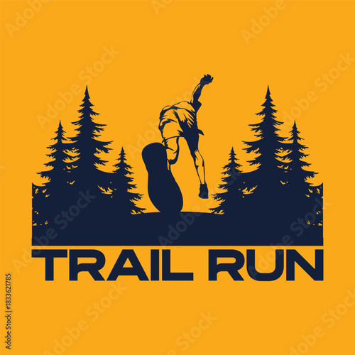 ultra trail running illustration image for logo vector