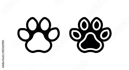 Dog Paw Print Icon, Minimal Outline Silhouette on Transparent Background for Pet Logo, Veterinary, Sticker, Web and App
