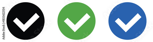 Check mark icons set. Check marks symbol collection. Simple check mark. Quality sign icon.
 Checklist symbols. Approval check flat style - stock vecto