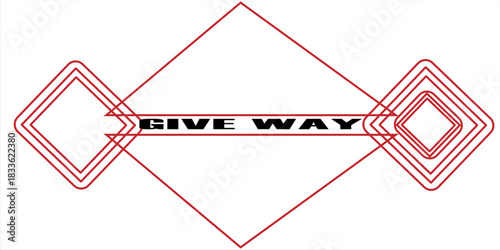 Give way road sign RED-and-white
