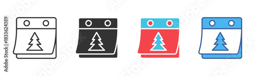 Calendar Icon Set. Designed In Multi Style