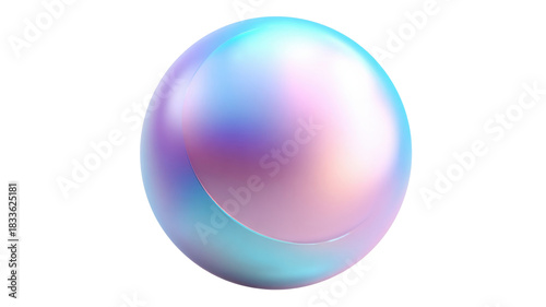 Iridescent holographic sphere displaying a vibrant color gradient, providing a futuristic liquid effect for graphic design