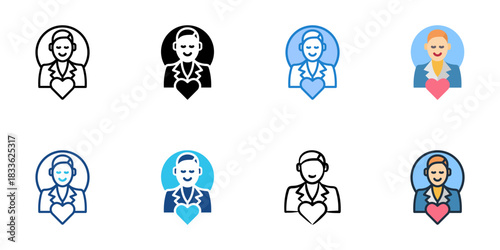 Groom icon set multiple style vector collection. Editable Stroke 
