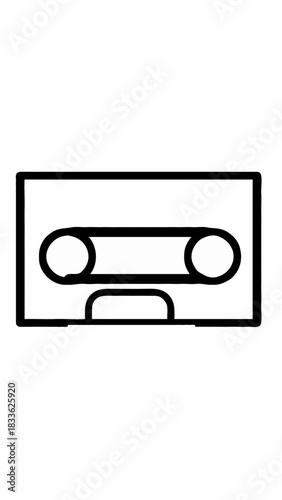 Simple line drawing of a cassette tape illustration