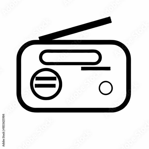 Illustration of a vintage radio with antenna raised