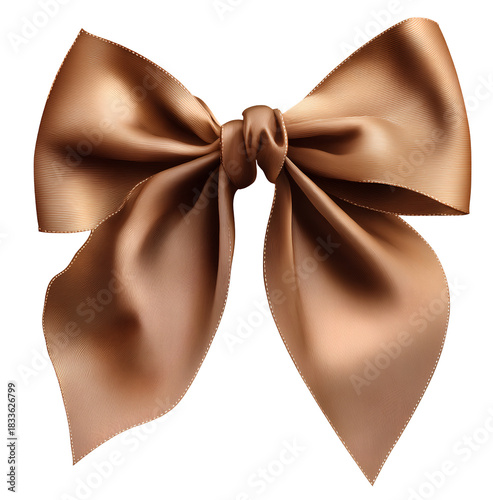  gold satin ribbon bow isolated on a transparent background.