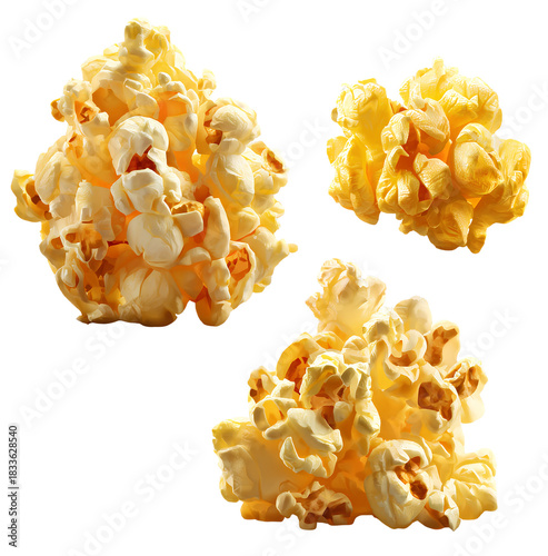  small popcorn kernels isolated on a transparent background