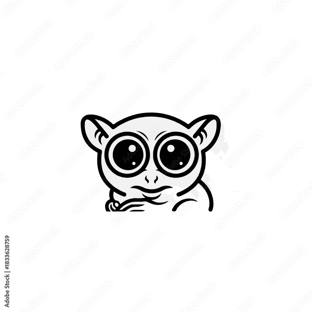 Fototapeta premium Cute Tarsier Cartoon Line Art