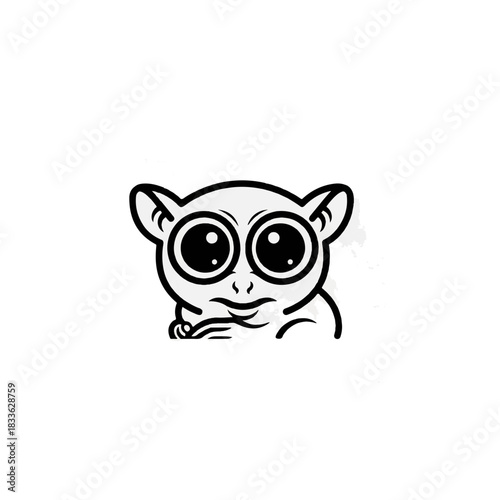 Cute Tarsier Cartoon Line Art
