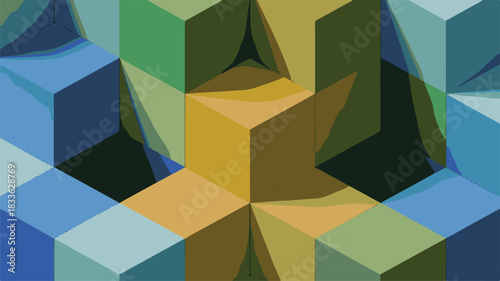 Abstract 3D glossy cube pattern background