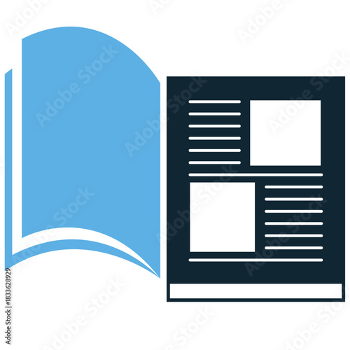 Magazine Book Icon Vector Ideal for publishing, education, reading, literature, and media graphics. Symbolizes publication, knowledge, reading material, and simple print.