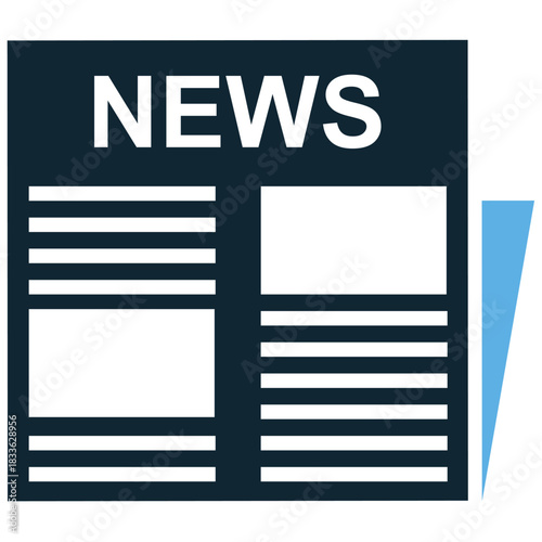 News Paper Icon Vector Ideal for media, journalism, information, reading, and current events graphics. Symbolizes simple communication, news, reading, and press.
