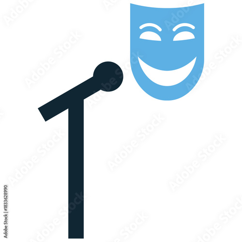 Standup Comedy Icon Vector Ideal for humor, entertainment, show, and public speaking graphics. Symbolizes laughter, performance, microphone, and live comedy event.