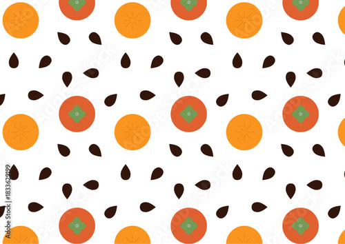 柿の断面と種のポップなパターン