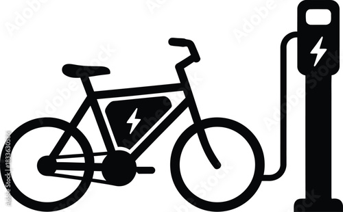 Electric Bicycle Charging Station Icon