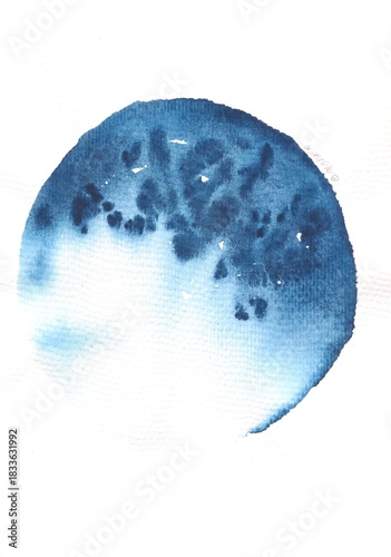 Abstract Watercolor Circle Painting on White Background