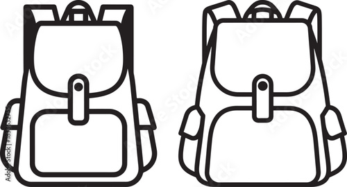 Two backpacks side by side silhouette