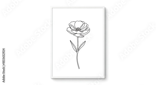 Elegant Floral Line Art Print Minimalist Botanical Wall Decor.