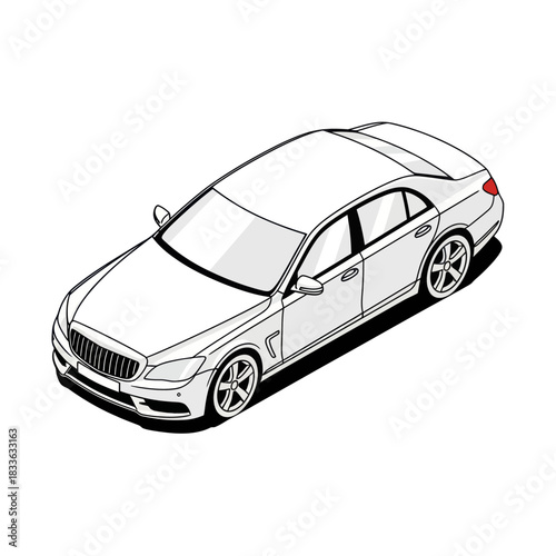 Isometric Illustration of a Modern Sedan Car.