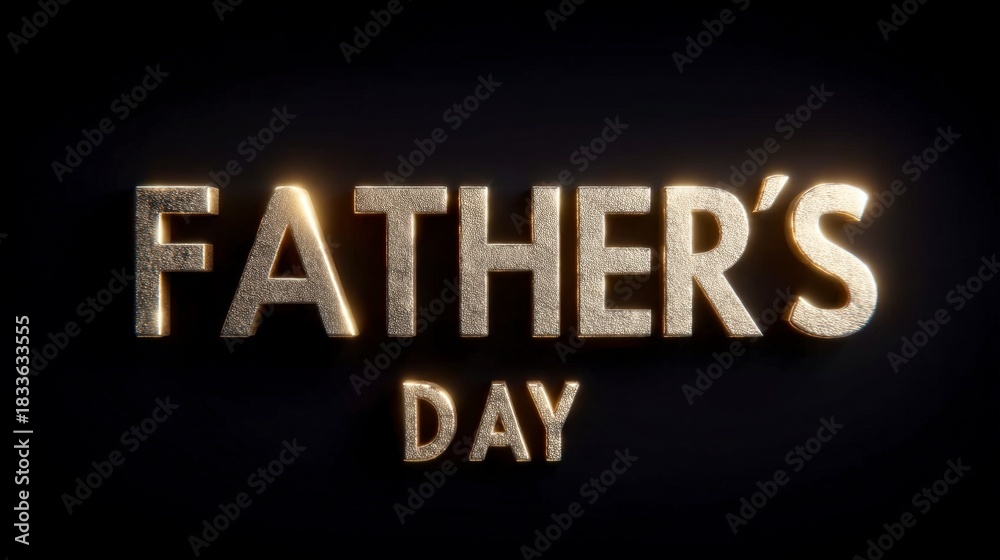 Obraz premium Textured gold letters display Father's Day against a dark dramatic black background