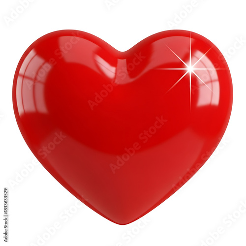 Shiny red heart symbol with sparkle isolated on transparent background, png
