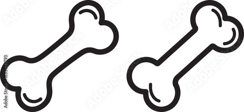Two simple dog bone silhouettes on a white background