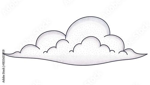 Whimsical cloud formation with stipple shading offering a peaceful sky element for designs