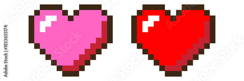 Pixel Heart Valentine Pixel Art on Transparent Background
