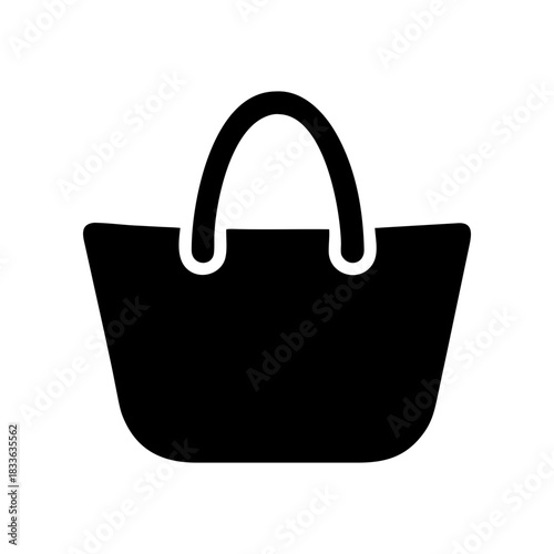 Isolated black tote bag on transparent background silhouette