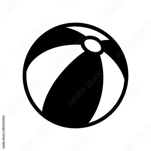 Stylized beach ball icon on transparent background silhouette