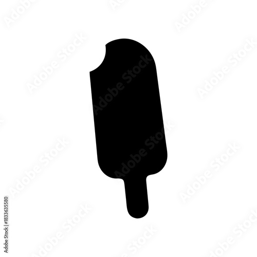 Silhouette bitten popsicle on transparent background