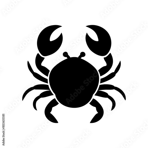 Silhouette image of crab on transparent background