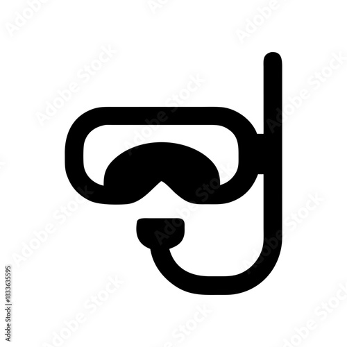 Isolated scuba diving mask on transparent background silhouette