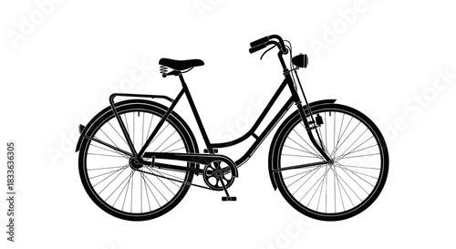 Classic Black Bicycle with Vintage Styling and Practical Features.