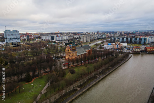 Wallpaper Mural Cathedral in Kaliningrad kenigsberg Cathedral . Located in the historic district of the city of Kaliningrad - Kneiphof now referred to popularly as Kant Island top view, aerial view, Torontodigital.ca