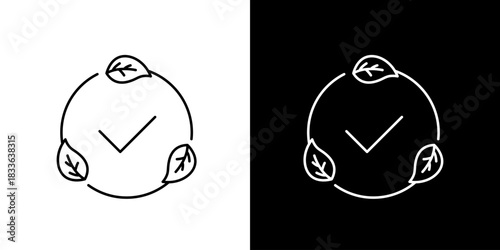 Recycle symbol with checkmark and leaves, eco-friendly concept in icon vector illustration