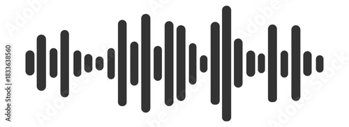 Black soundwave equalizer isolated on white background. Abstract music wave, radio signal frequency and digital voice visualisation. Audio sound symb .