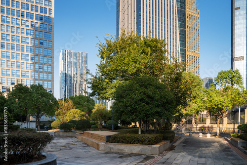 Canvas Print city park with modern building background in shanghai