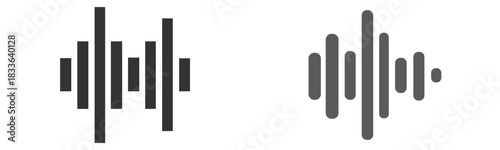 Black soundwave equalizer isolated on white background. Abstract music wave, radio signal frequency and digital voice visualisation. Audio sound symb .