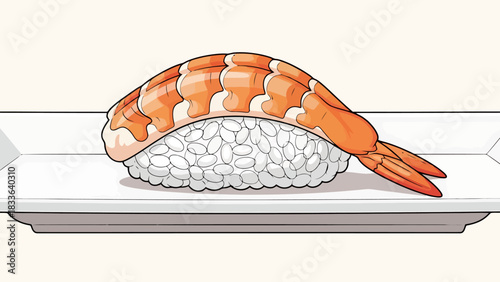 Delicious Shrimp Nigiri Sushi Isolated on White Plate Perfect for Food Photography and Asian Cuisine Promotion
