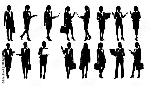 Business woman silhouettes vector
